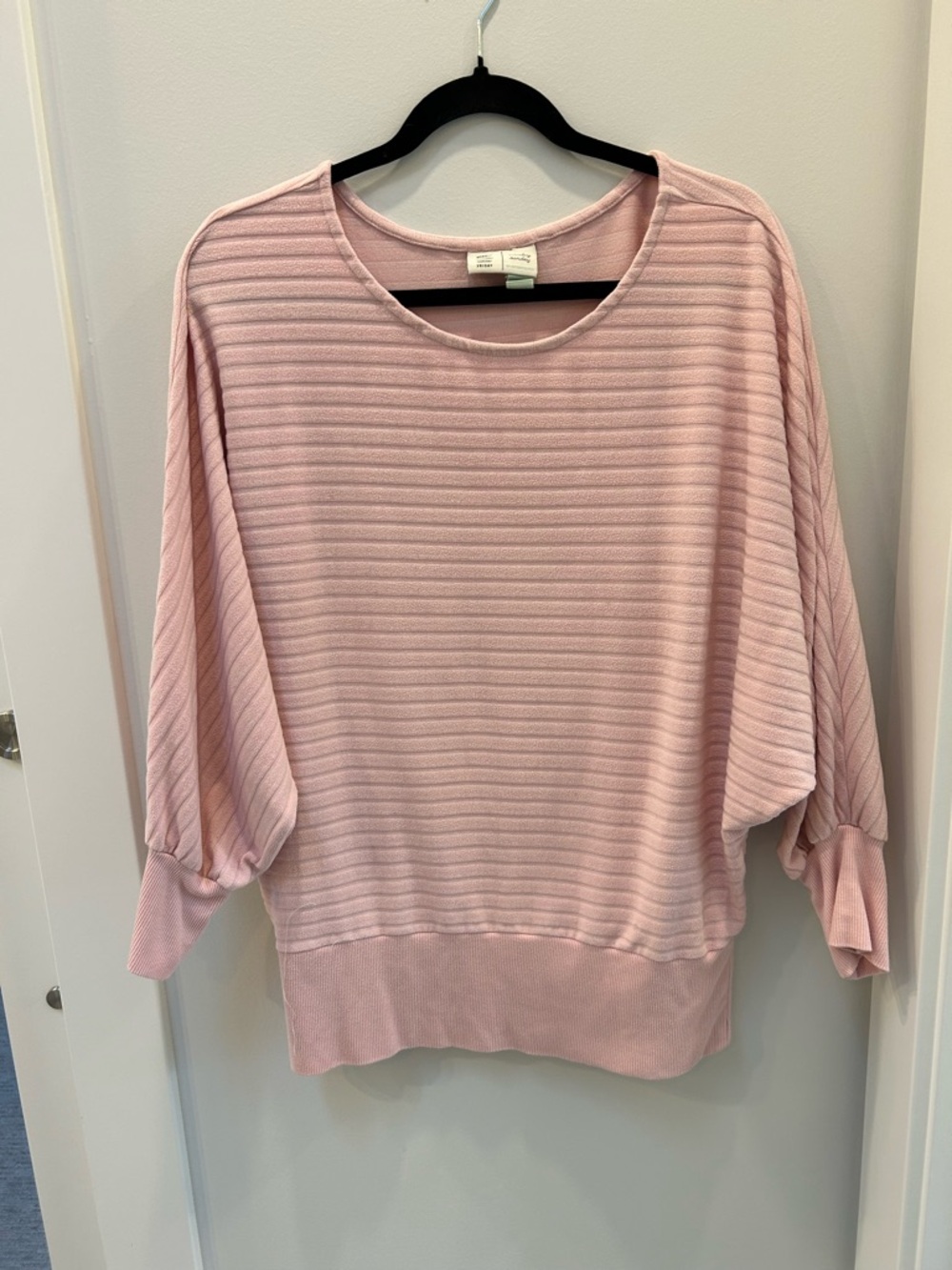 Anthropologie Blush Pink Ribbed Scoop-Neck Sweater size medium - Picture 2 of 4